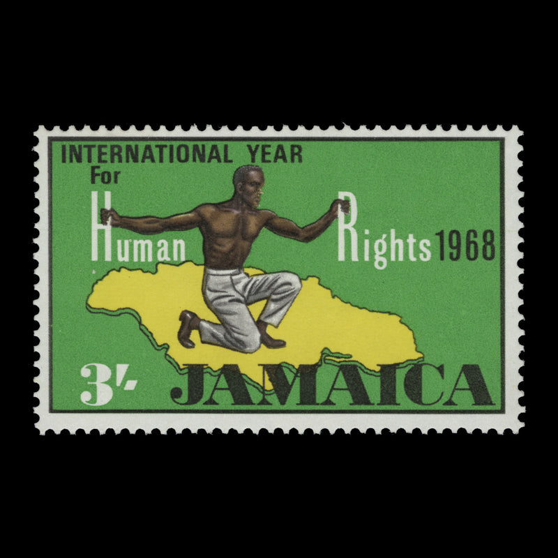Jamaica 1968 (Error) 3s Human Rights Year missing gold