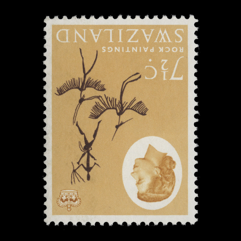 Swaziland 1966 (Variety) 7½c Rock Paintings with inverted watermark