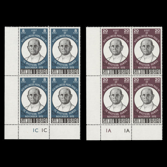 Samoa 1970 (MNH) Visit of Pope Paul plate blocks