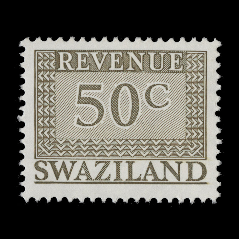 Swaziland 1977 (Variety) 50c Revenue offset on gummed side