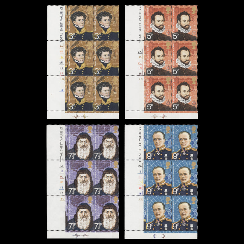 Great Britain 1972 (MNH) British Polar Explorers cylinder blocks