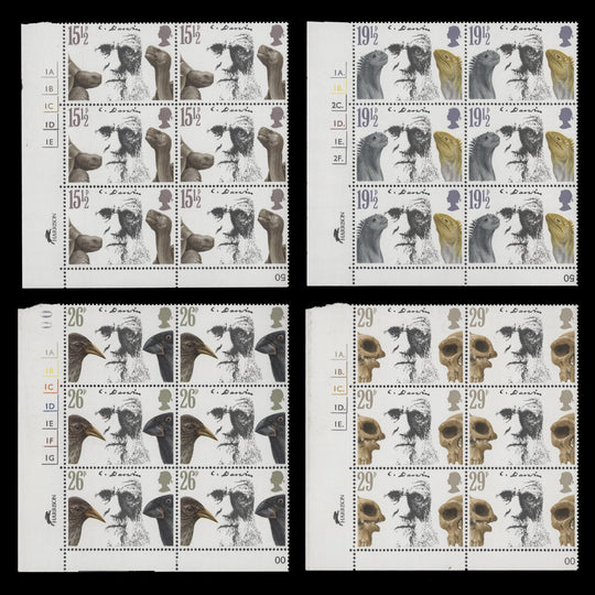 Great Britain 1982 (MNH) Charles Darwin Centenary cylinder blocks