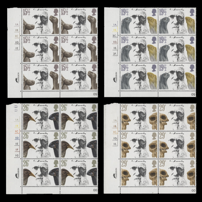 Great Britain 1982 (MNH) Charles Darwin Centenary cylinder blocks