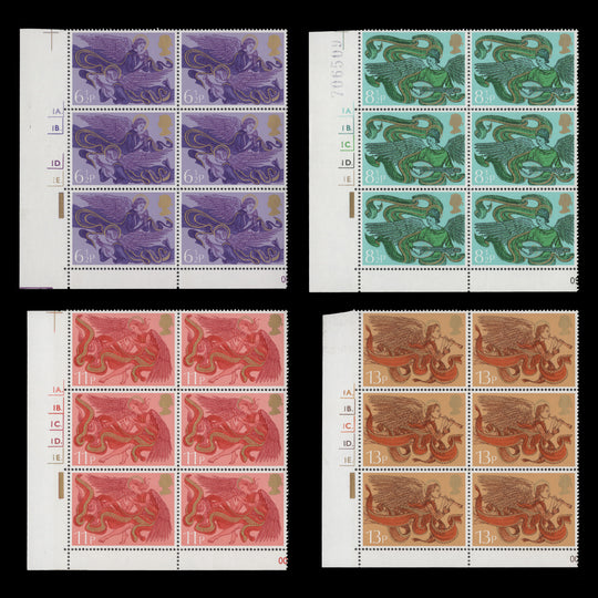 Great Britain 1975 (MLH) Christmas cylinder dot blocks