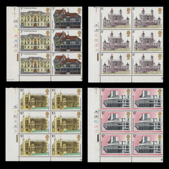 Great Britain 1975 (MNH) Architectural Heritage Year cylinder dot blocks