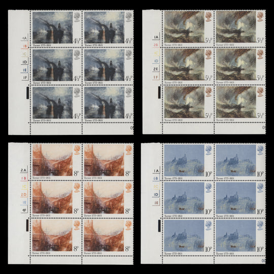 Great Britain 1975 (MLH) Turner Birth Bicentenary cylinder blocks