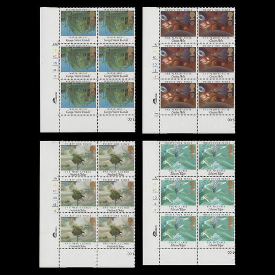 Great Britain 1985 (MNH) British Composers cylinder blocks