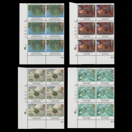 Great Britain 1985 (MNH) British Composers cylinder blocks