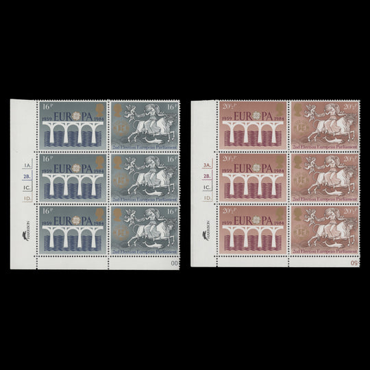 Great Britain 1984 (MNH) CEPT Anniversary cylinder dot blocks