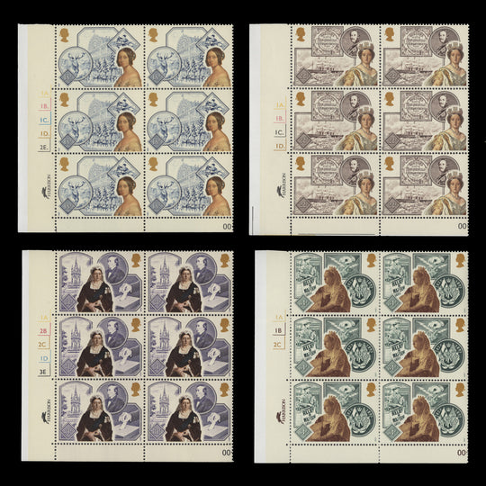 Great Britain 1987 (MNH) Queen Victoria Accession cylinder blocks