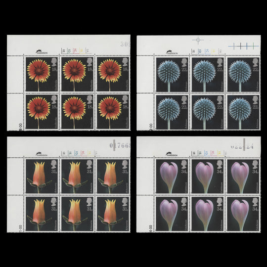 Great Britain 1987 (MNH) Flower Photographs cylinder blocks