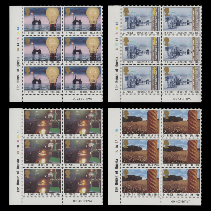 Great Britain 1986 (MNH) Industry Year plate blocks