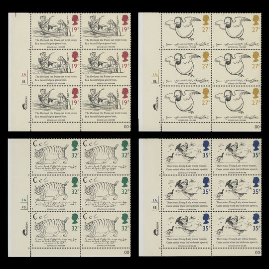 Great Britain 1988 (MNH) Edward Lear Centenary cylinder block