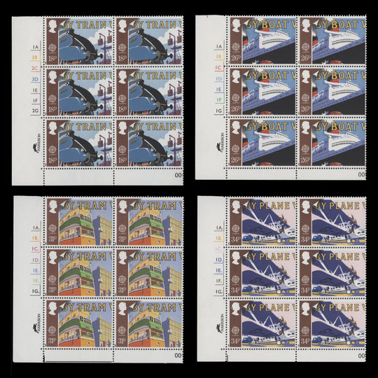 Great Britain 1988 (MNH) Transport and Mail Services cylinder blocks