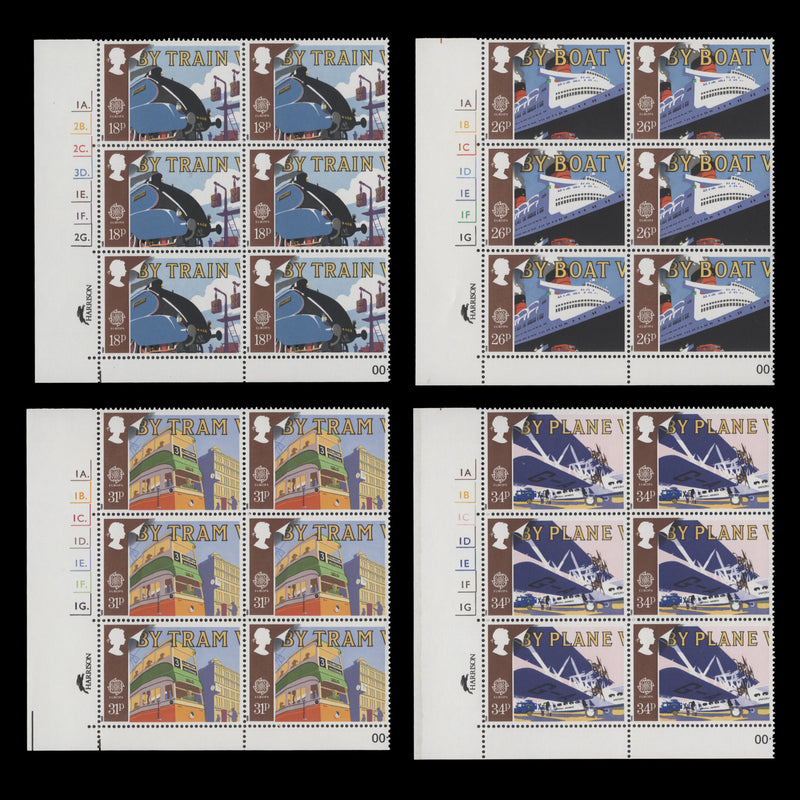 Great Britain 1988 (MNH) Transport and Mail Services cylinder blocks