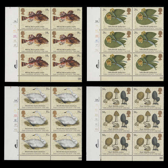Great Britain 1988 (MNH) Linnean Society Bicentenary cylinder blocks
