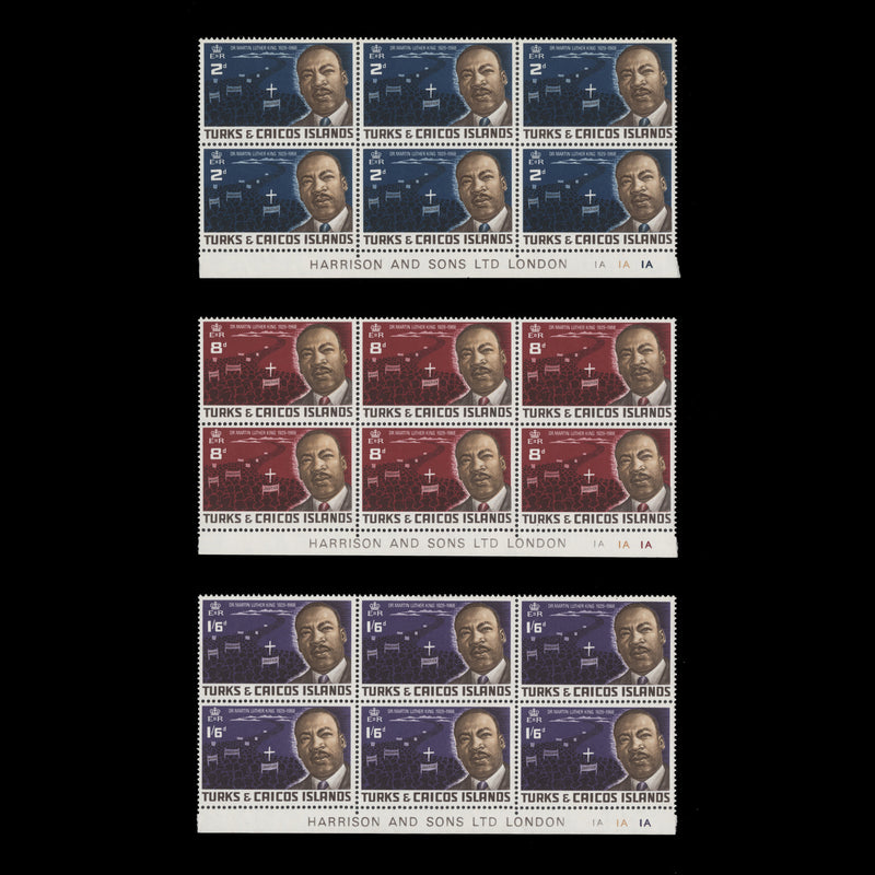 Turks & Caicos Islands 1968 (MNH) Martin Luther King Commemoration plate blocks