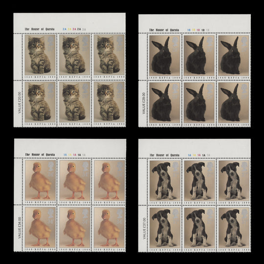 Great Britain 1990 (MNH) RSPCA Anniversary imprint/plate blocks