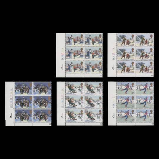 Great Britain 1990 (MNH) Christmas cylinder blocks