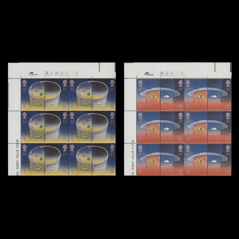 Great Britain 1991 (MNH) Europe in Space cylinder dot blocks