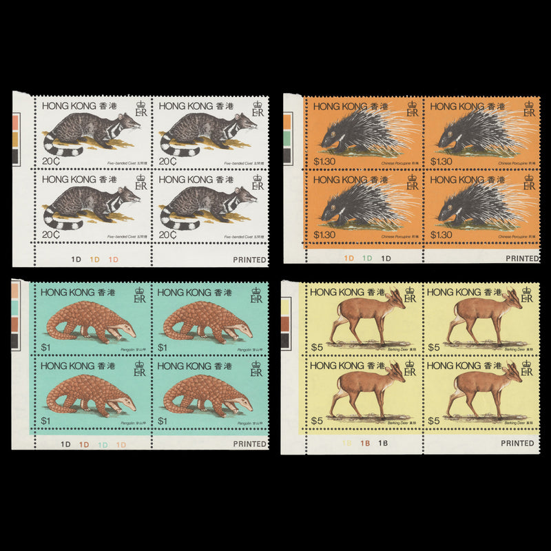 Hong Kong 1982 (MNH) Wildlife plate blocks