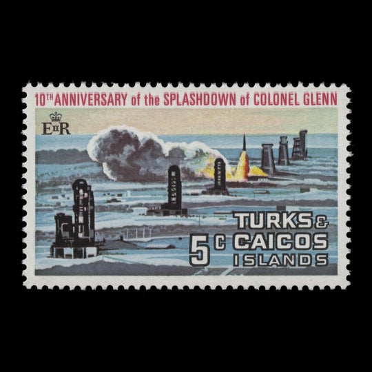Turks & Caicos Islands 1972 (Variety) 5c Colonel Glenn's Splashdown with red double