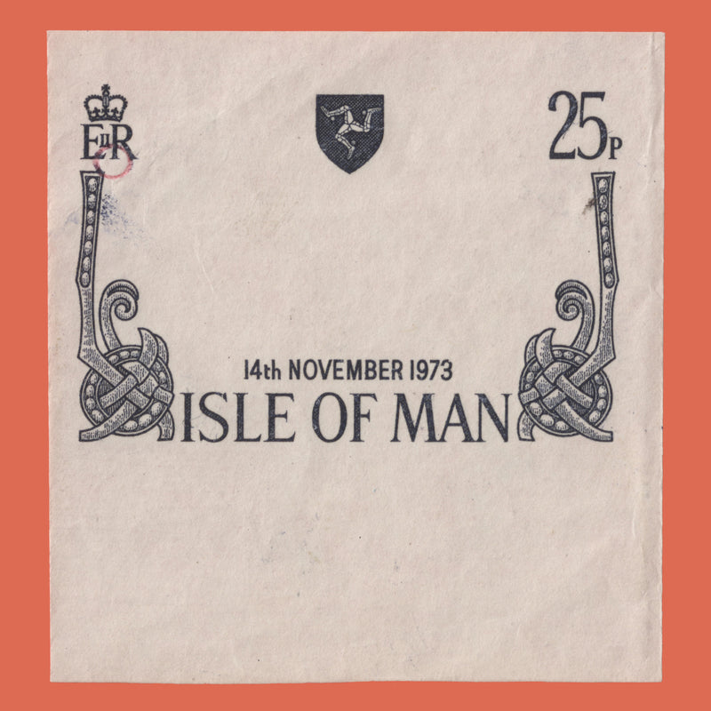 Isle of Man 1973 Royal Wedding imperf proof single in black
