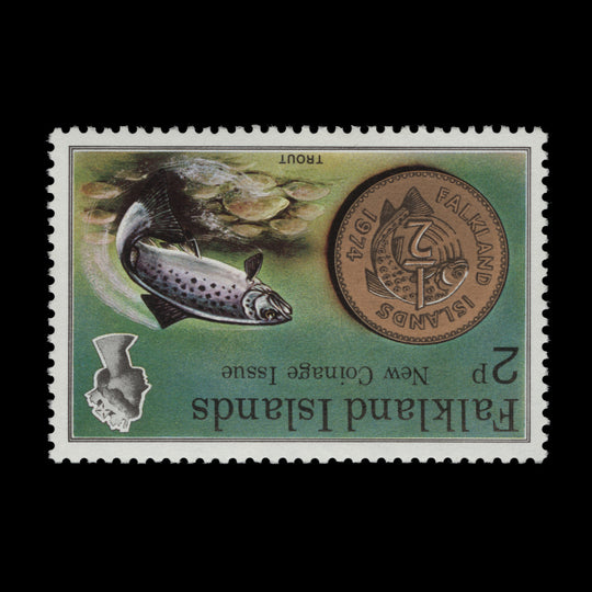 Falkland Islands 1975 (Variety) 2p New Coinage watermark crown to right