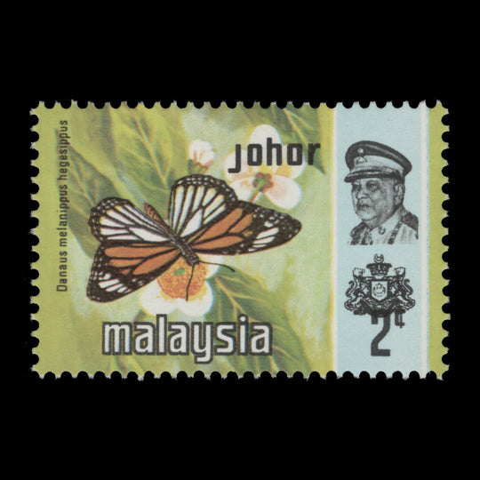 Johore 1977 (Variety) 2c Danaus Melanippus with black shift