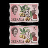 Grenada 1967 (Variety) 1c/15c Nutmeg albino overprint and surcharge