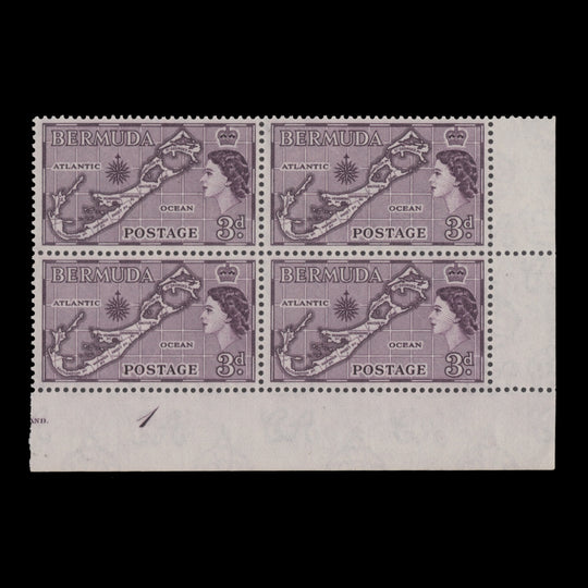 Bermuda 1953 (MNH) 3d Map plate 1 block, die I