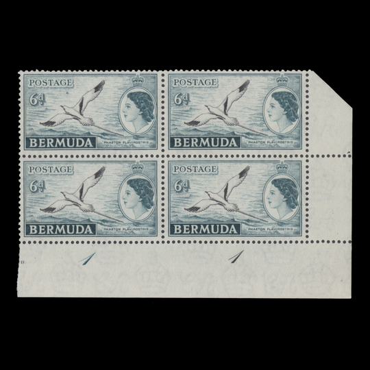 Bermuda 1953 (MNH) 6d White-Tailed Tropic Bird plate 1–1 block