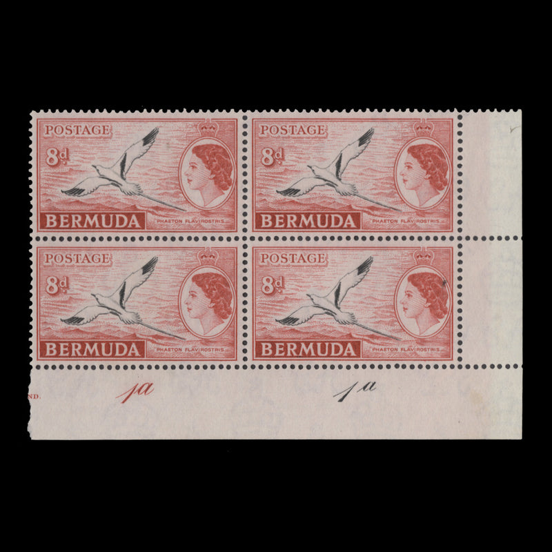 Bermuda 1955 (MNH) 8d White-Tailed Tropic Bird plate 1a–1a block