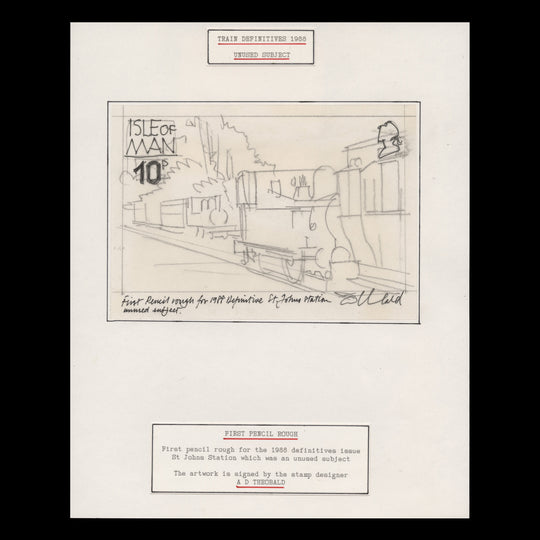 Isle of Man 1988 St Johns Station artwork signed by Tony Theobald