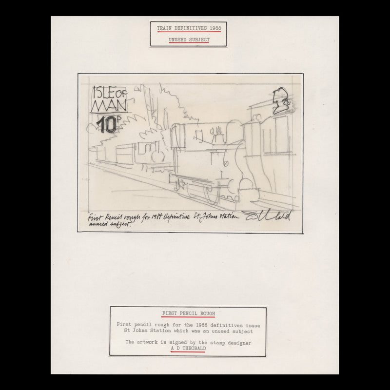 Isle of Man 1988 St Johns Station artwork signed by Tony Theobald