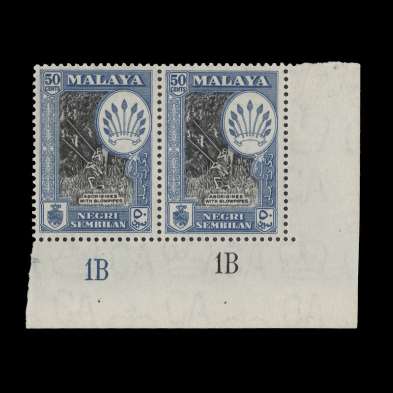 Negri Sembilan 1960 (MNH) 50c Aborigines with Blowpipes plate pair
