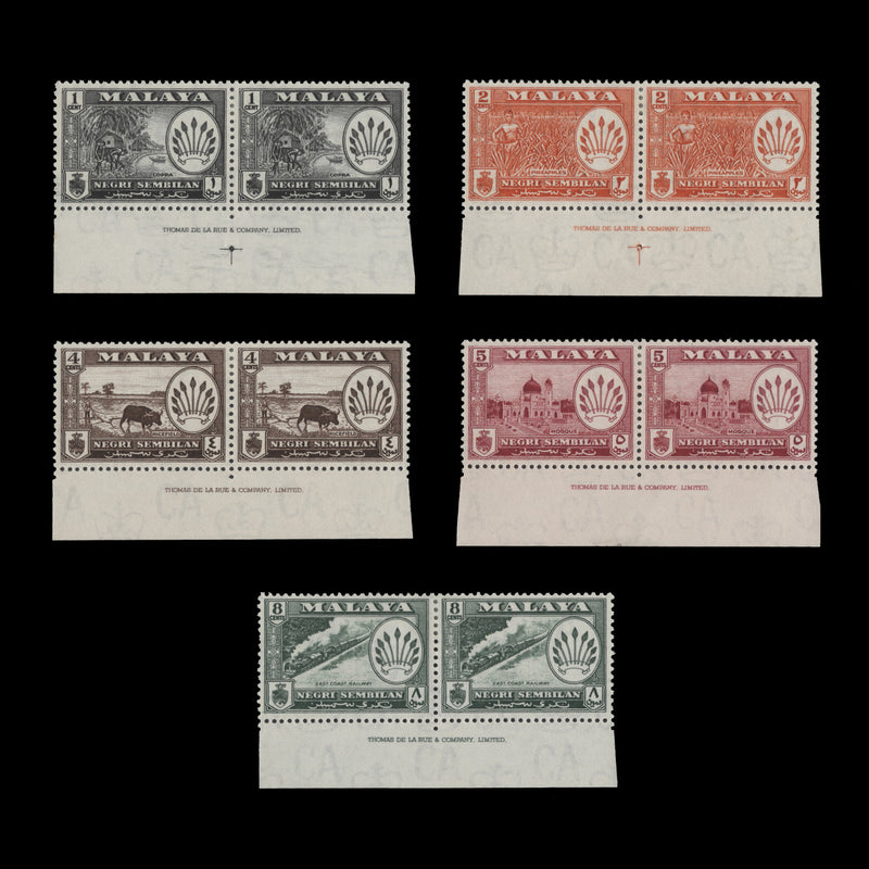 Negri Sembilan 1957 (MLH) Definitives imprint pairs