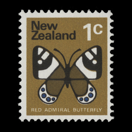 New Zealand 1973 (Variety) 1c Red Admiral Butterfly missing red