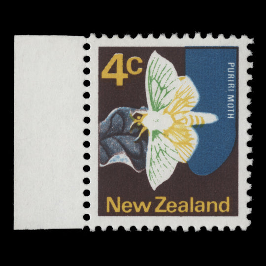 New Zealand 1973 (Variety) 4c Puriri Moth missing pale green