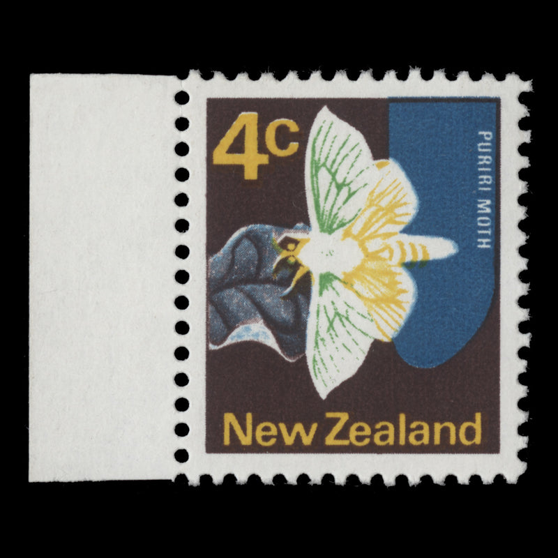 New Zealand 1973 (Error) 4c Puriri Moth missing pale green
