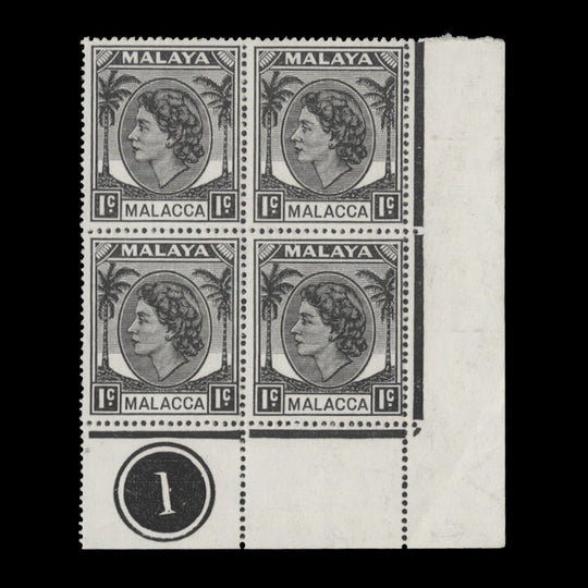 Malacca 1955 (MLH) 1c Black plate 1 block