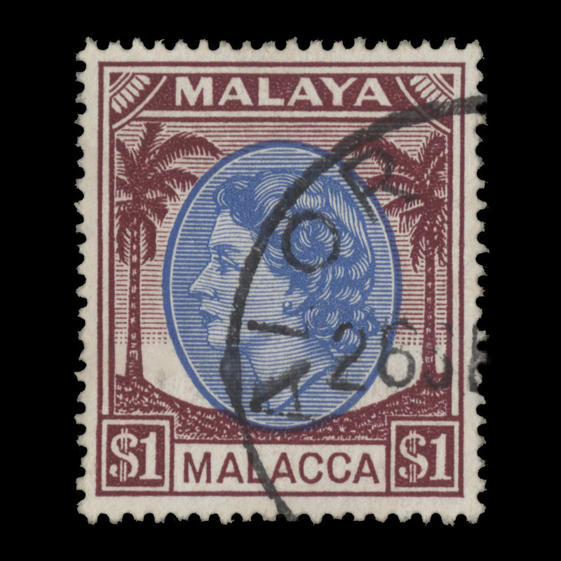 Malacca 1954 (Used) $1 Blue & Purple