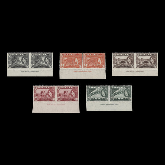 Malacca 1957 (MLH) Definitives imprint pairs