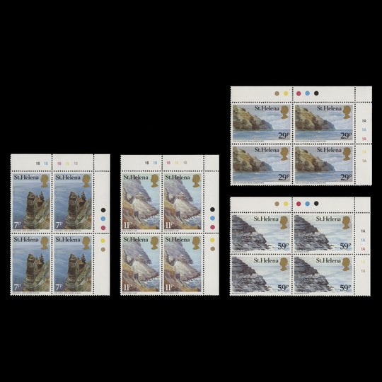 Saint Helena 1983 (MNH) Scenic Views traffic light/plate blocks