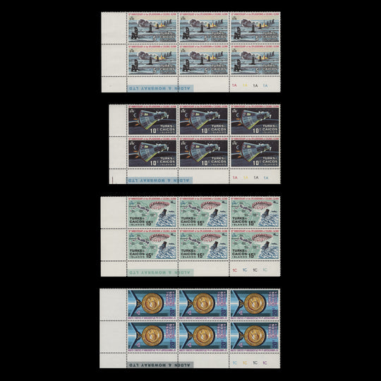 Turks & Caicos Islands 1972 (MNH) Colonel Glenn's Splashdown plate blocks