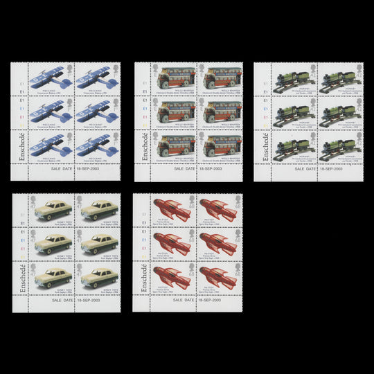Great Britain 2003 (MNH) Classic Transport Toys cylinder blocks
