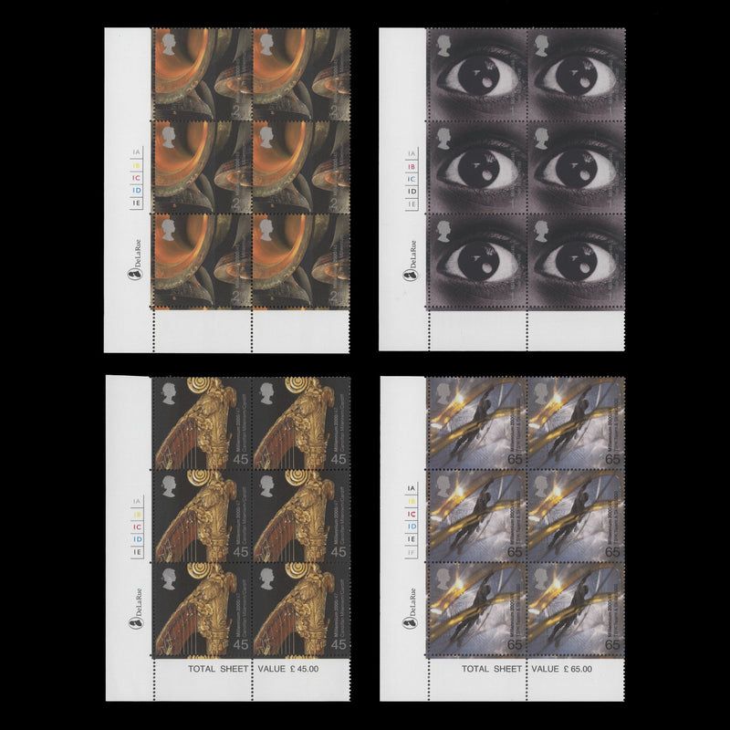 Great Britain 2000 (MNH) Sound and Vision cylinder no-dot blocks