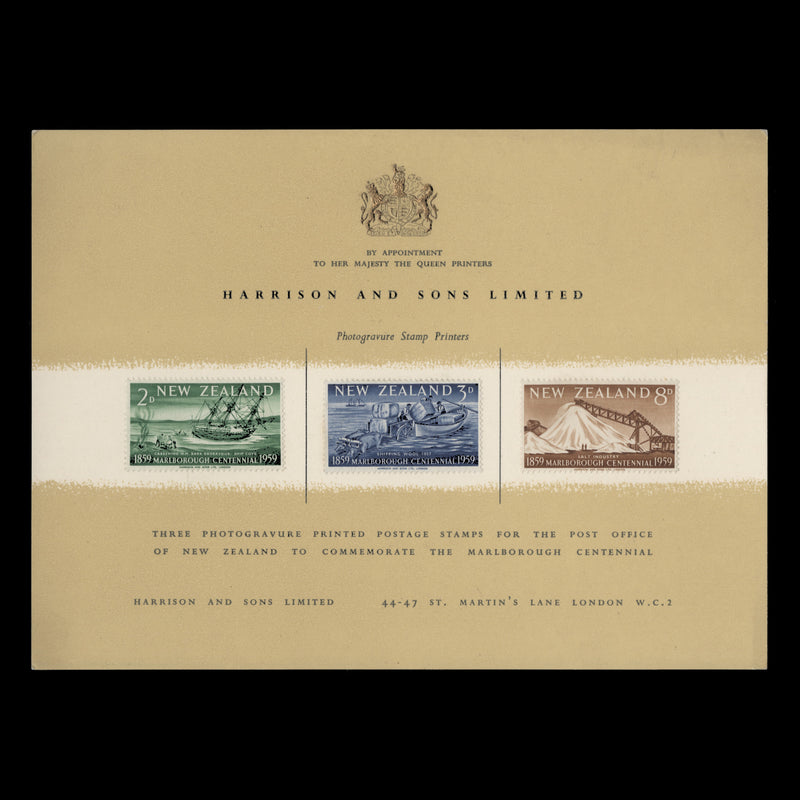 New Zealand 1959 Marlborough Centennial presentation card