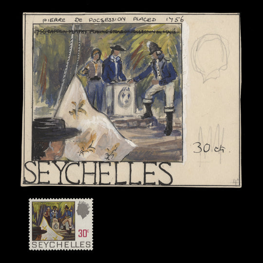 Seychelles 1969 Pierre de Possession watercolour essay