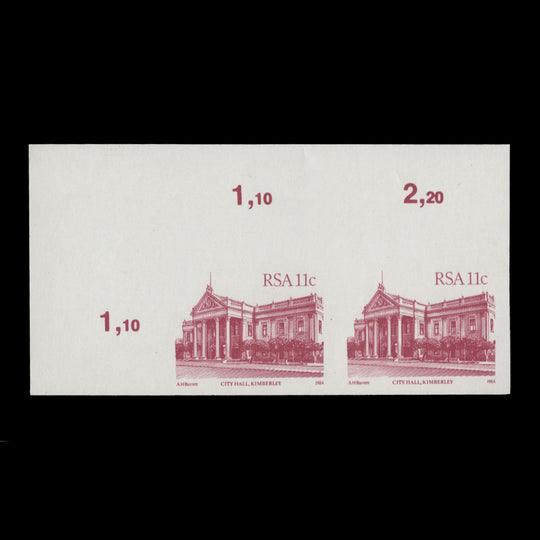 South Africa 1984 (MNH) 11c City Hall, Kimberley imperf pair